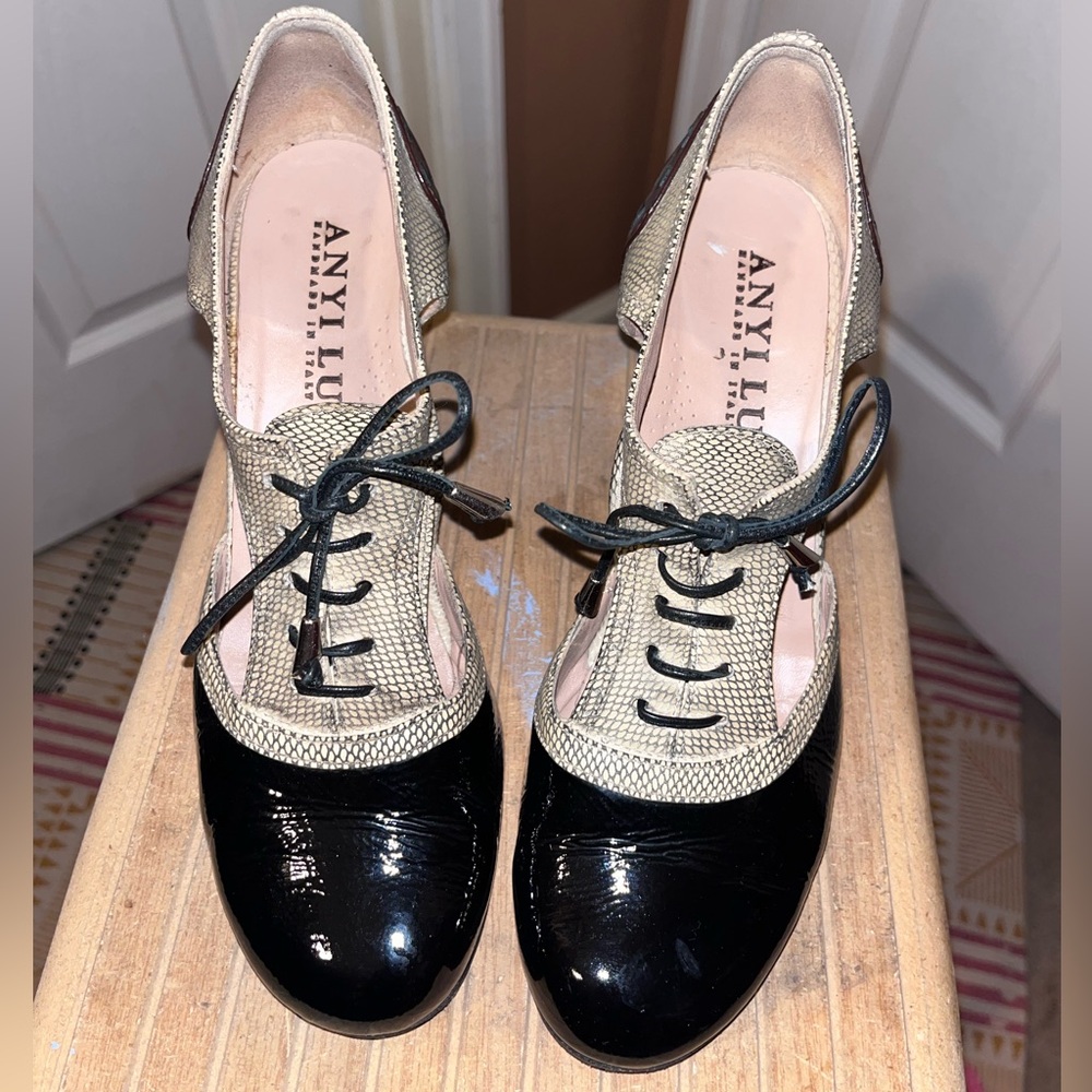 Vintage Anyi Lu's Tuxedo Cat Heels